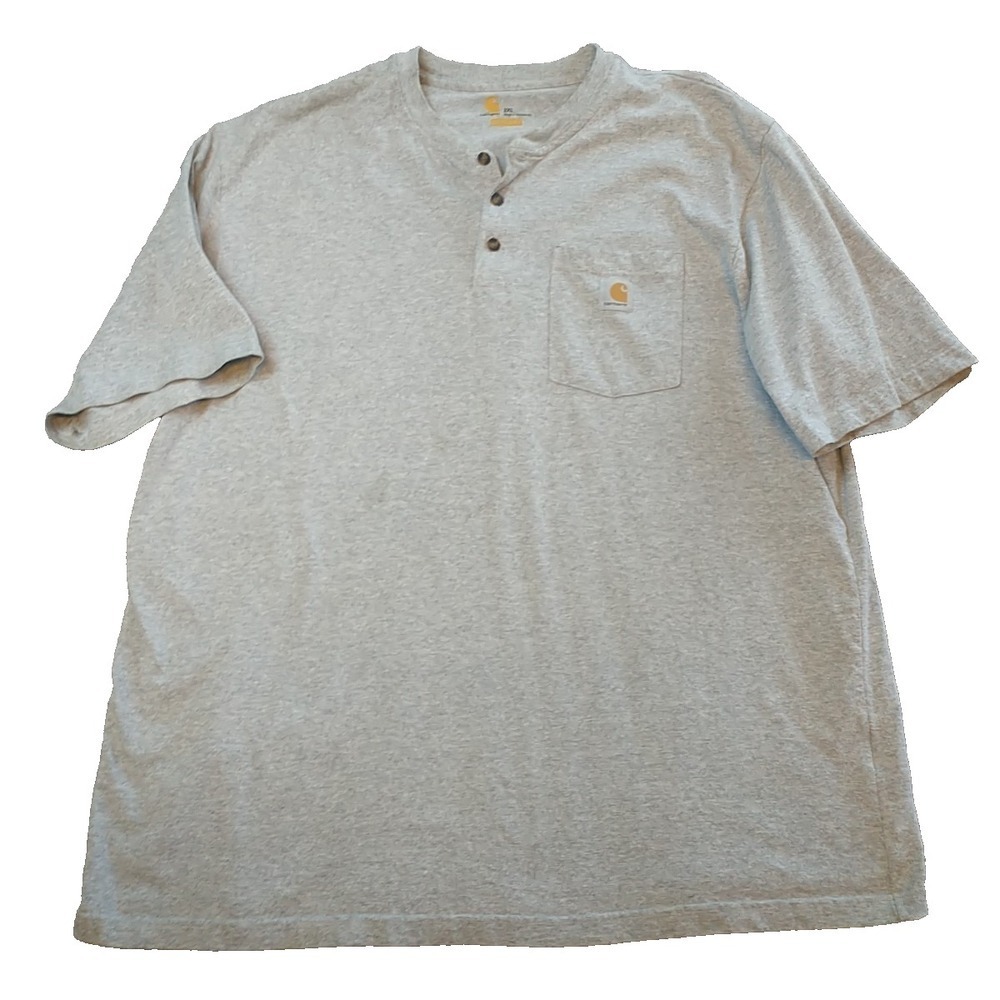 Carhartt Mens 2XL Henley Pocket T-Shirt Heather Gray Original Fit Short Sleeve